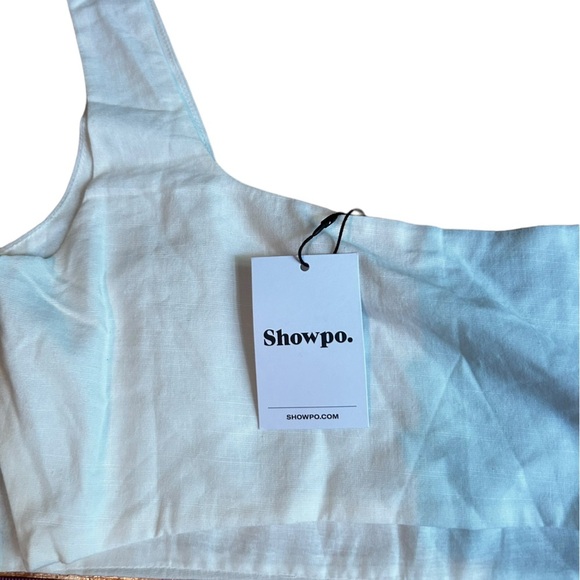Showpo Gibson White Crop Top Size 10 Square Neck Linen Summer NWT - Picture 10 of 11